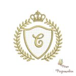 Matriz de Bordado - Letra c Alfabeto Moldura Coroa Aplique