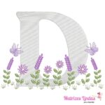 Matriz de Bordado Letra D Alfabeto Jardim para Bordar