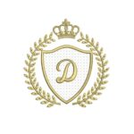 Matriz de Bordado - Letra D Alfabeto Moldura Coroa Aplique