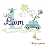 Matriz de Bordado - cenário Carro nome Liam