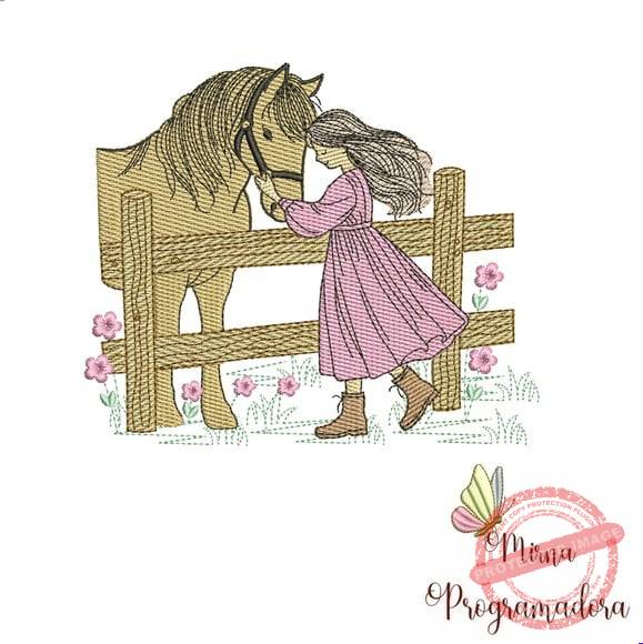 matriz-de-bordado-menina-com-cavalo-matriz-de-bordado-menina-com-cavalo Matriz de Bordado - Menina com Cavalo - Imagem 1