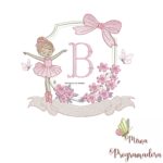 matriz de bordado moldura bailarina letra B