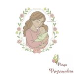 Matriz de Bordado - Moldura Floral Mãe e Filho