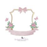 Matriz de Bordado - Moldura Flores Laço com Borboletas