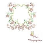 Matriz de Bordado - Moldura Rosas, Borboletas e Laço