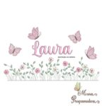 Matriz de Bordado Nome Laura Jardim Flores