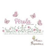 Matriz de Bordado Nome Pérola Jardim Flores