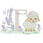 Matriz de Bordado - Letra T Ovelhinha Lavanda