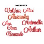 Matriz de Bordado - Pacote 100 nomes contornos Deslocados