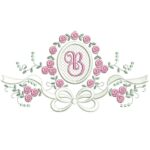 Matriz de Bordado Raminho Flores Laço Letra B