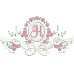 Matriz de Bordado Raminho Flores Laço Letra H