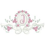 Matriz de Bordado Raminho Flores Laço Letra J