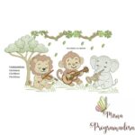 Matriz de Bordado Safari Leão Macaquinho Elefantinho