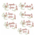 Matriz de Bordado - Semaninha Raminho Flores Borboletas