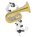 Matriz de Bordado - Tuba com Notas Musicais