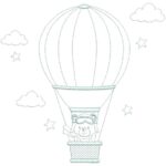 Matriz de Bordado Ursinho Aviador no Balão Contorno