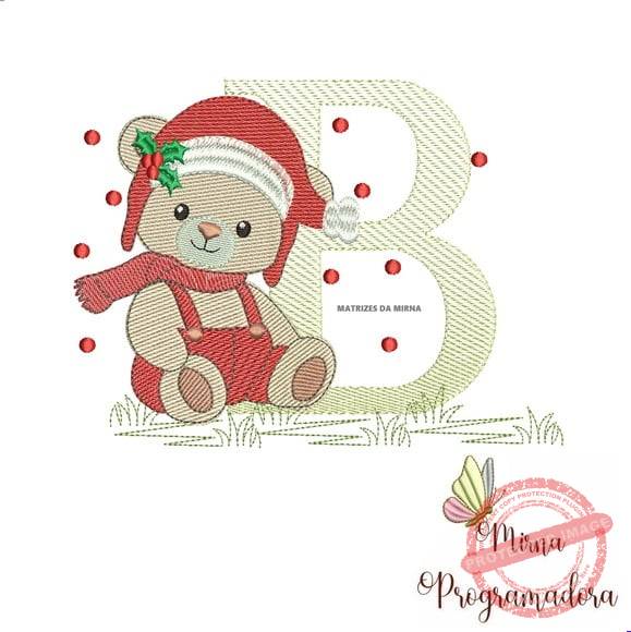 matriz-de-bordado-ursinho-natal-letra-b-matriz-de-bordado-diversos Matriz de Bordado Ursinho Natal Letra B - Imagem 1