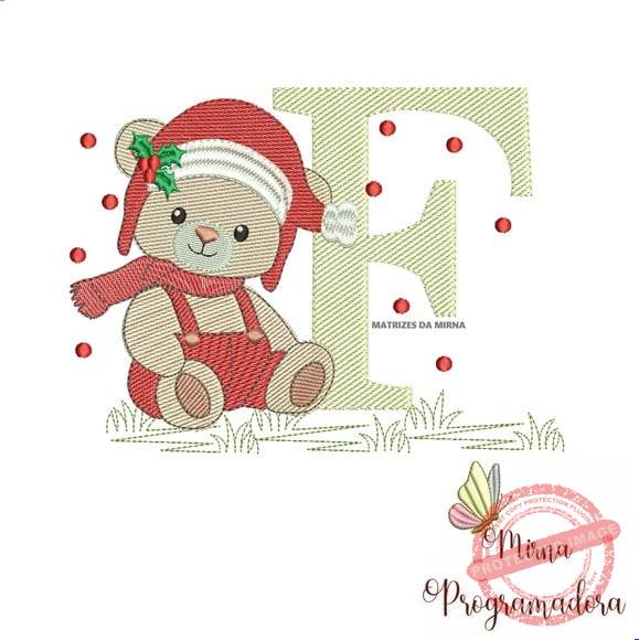 matriz-de-bordado-ursinho-natal-letra-f-costura Matriz de Bordado Ursinho Natal Letra F - Imagem 1