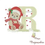 Matriz de Bordado Ursinho Natal Letra R