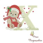 Matriz de Bordado Ursinho Natal Letra x