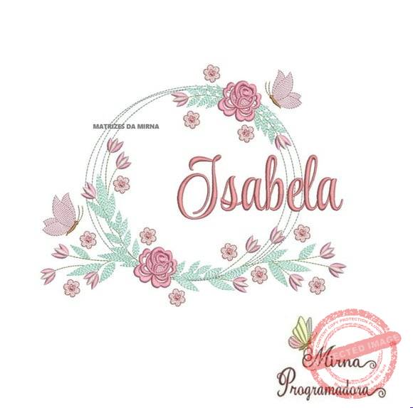 matrizes-de-bordados-nome-isabela-moldura-floral-costura Matrizes de Bordados Nome Isabela Moldura Floral - Imagem 1