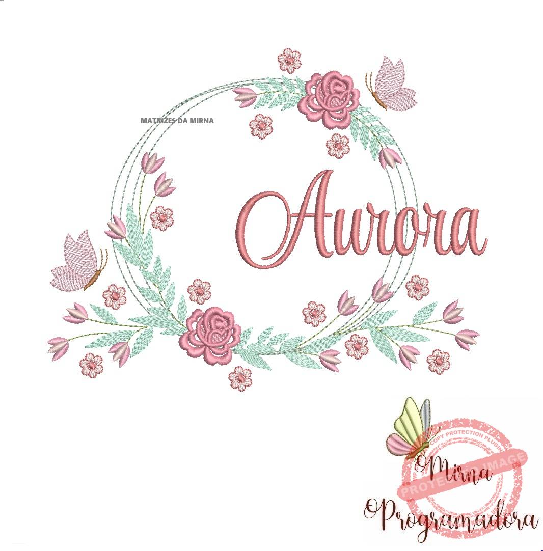 matariz de bordado aurora09 Matriz de Bordado Aurora Moldura Floral - Imagem 1