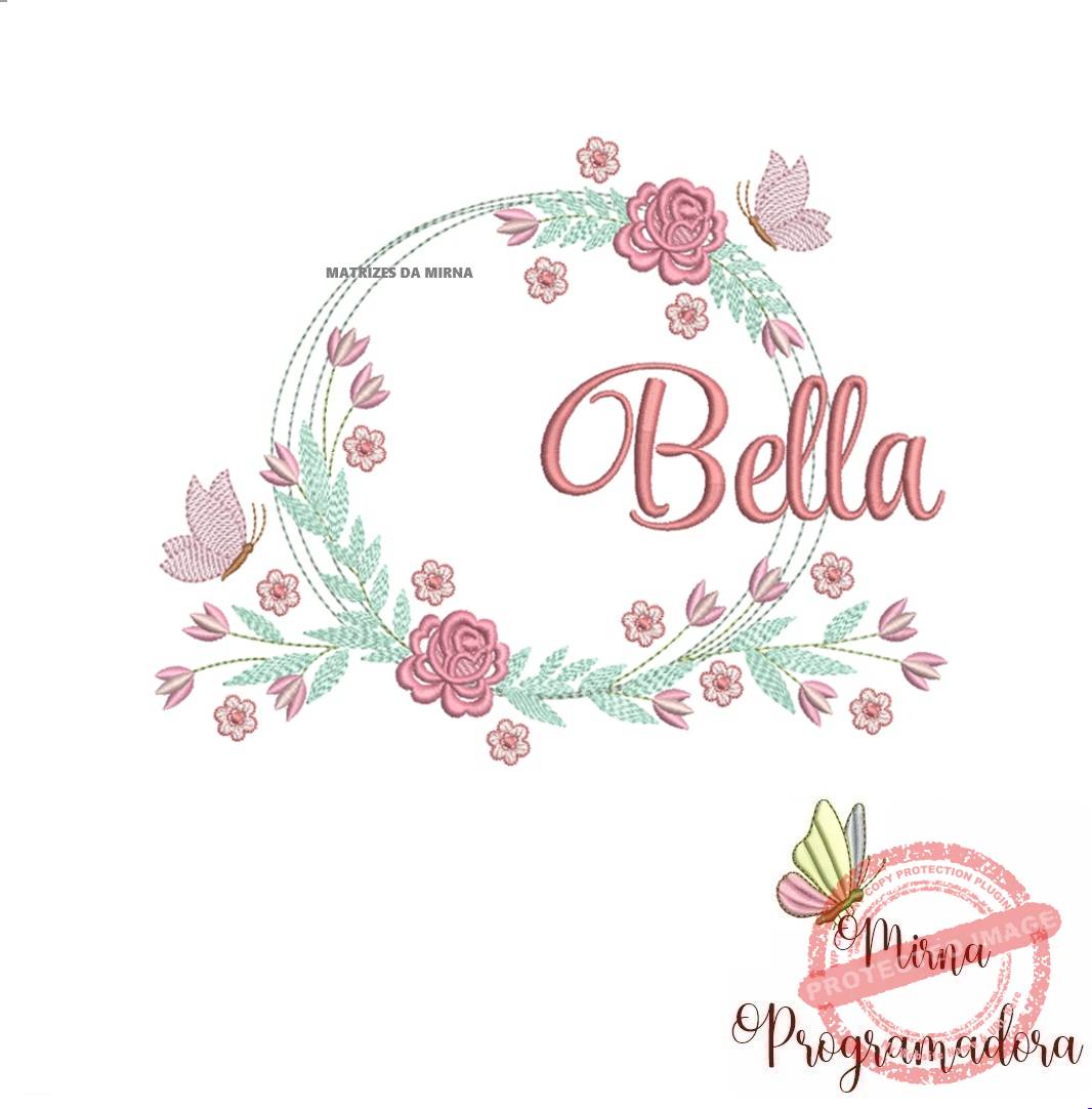 matariz de bordado bela12 Matriz de Bordado Bella Moldura Floral - Imagem 1