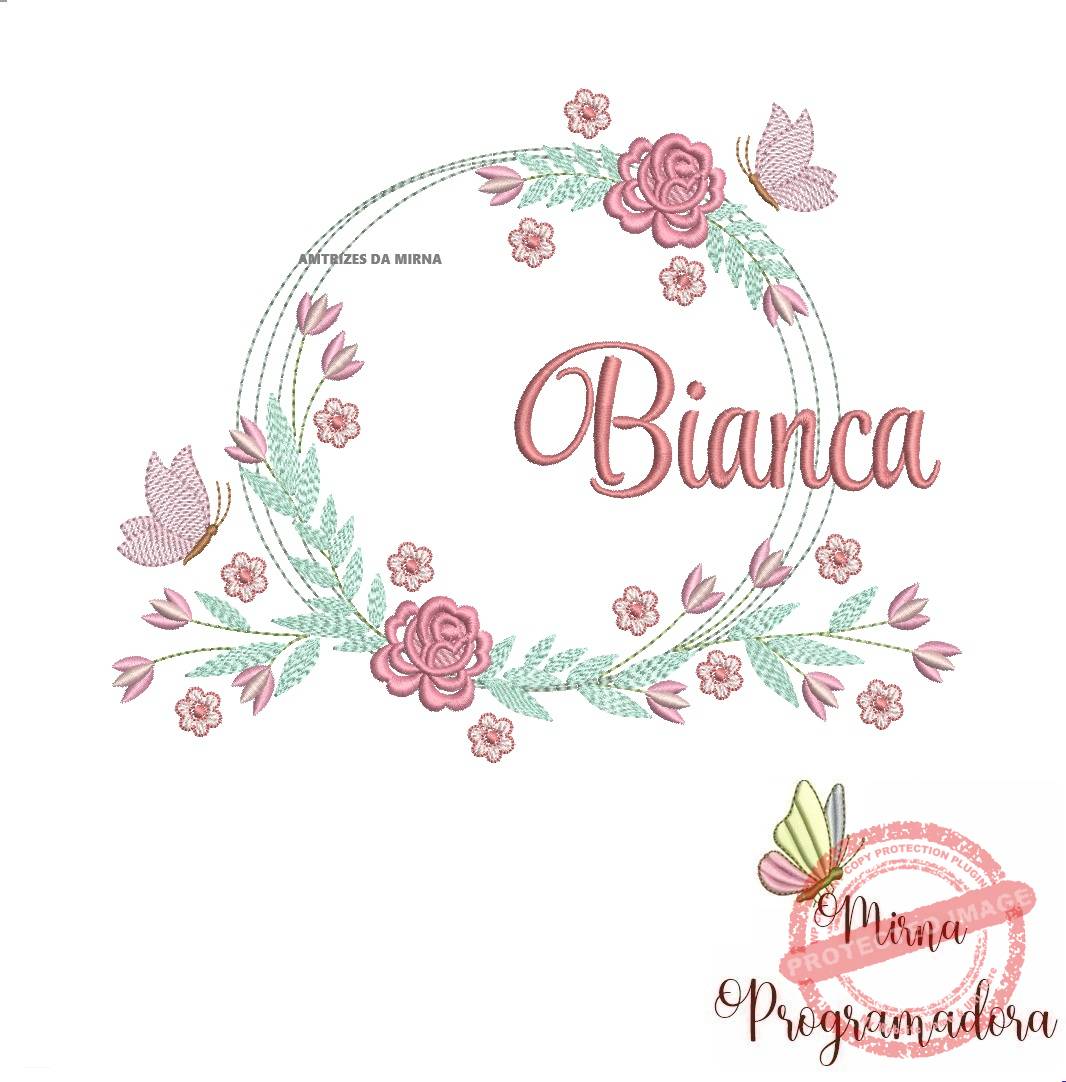 matariz de bordado bianca13 Matriz de Bordado Bianca Moldura Floral - Imagem 1