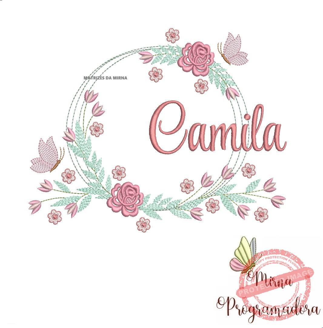 matariz de bordado camila14 Matriz de Bordado Camila Moldura Floral - Imagem 1