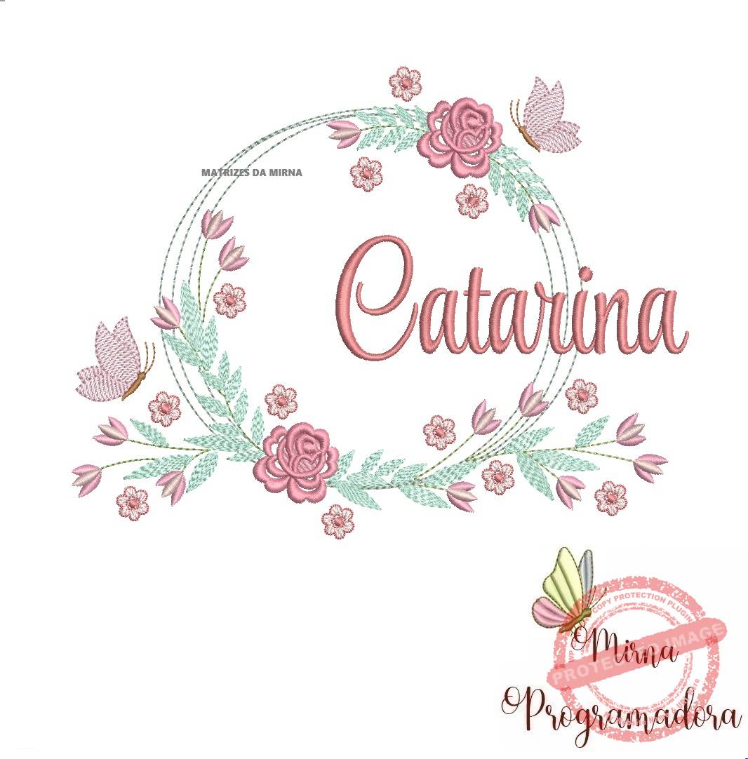 matariz de bordado catarina16 Matriz de Bordado Catarina Moldura Floral - Imagem 1