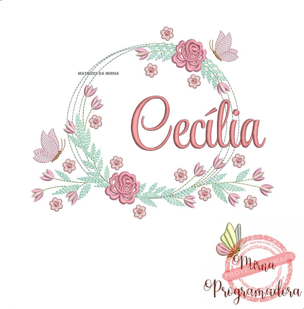 matariz de bordado cecilia17 Matriz de Bordado Cecilia Moldura Floral - Imagem 1