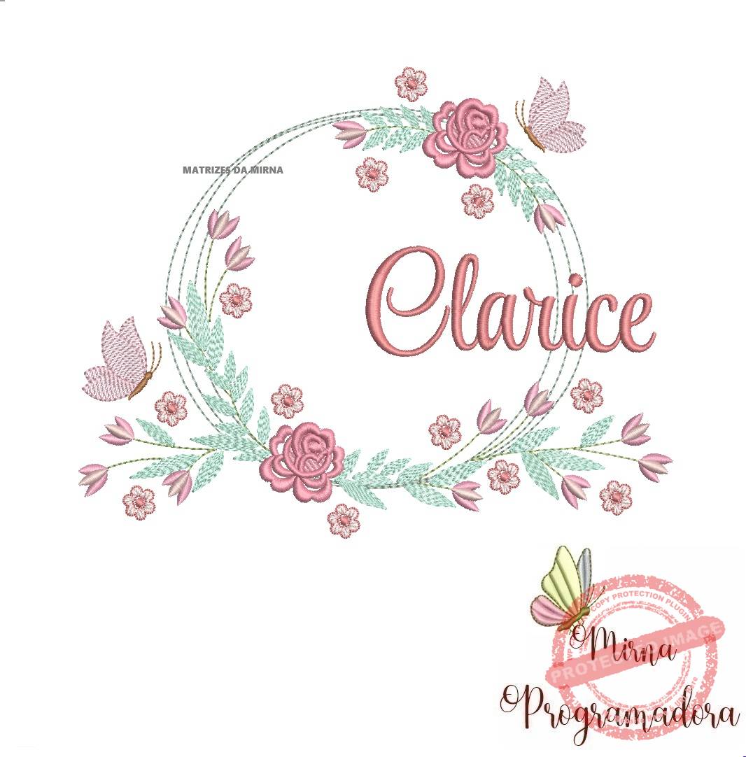 matariz de bordado clarice19 Matriz de Bordado Clarice Moldura Floral - Imagem 1