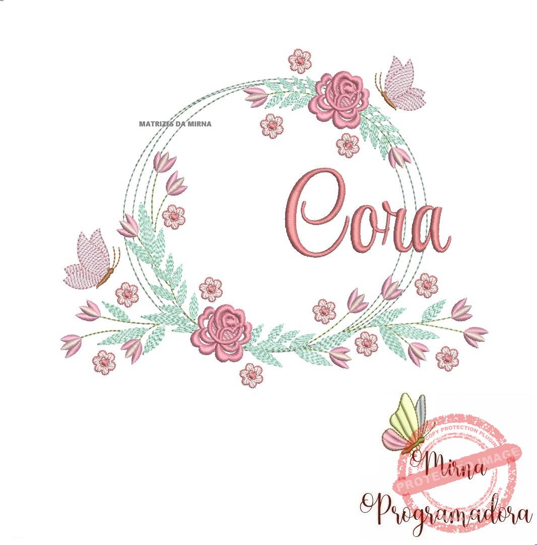 matariz de bordado cora22 Matriz de Bordado Cora Moldura Floral - Imagem 1