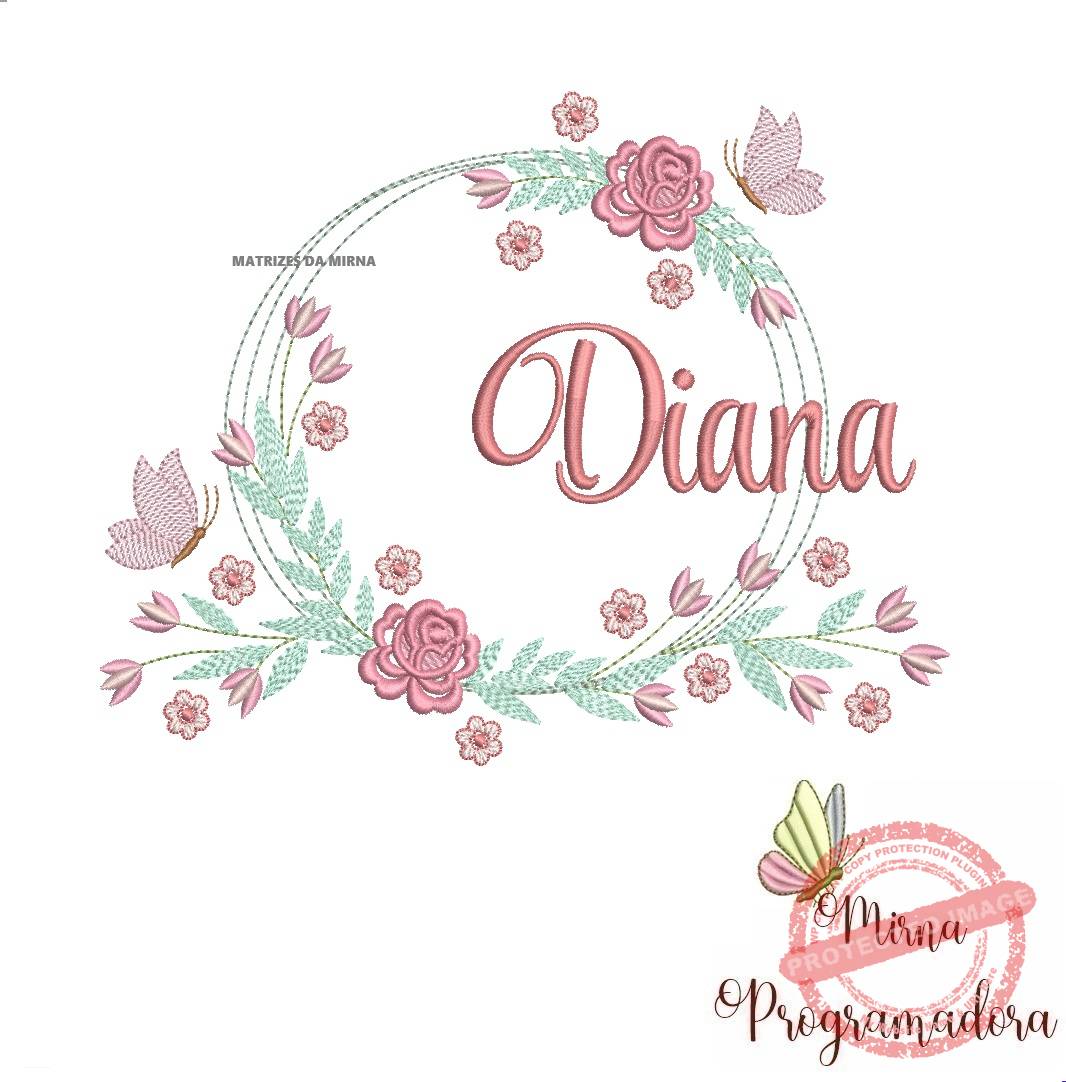 matariz de bordado diana25 Matriz de Bordado Diana Moldura Floral - Imagem 1