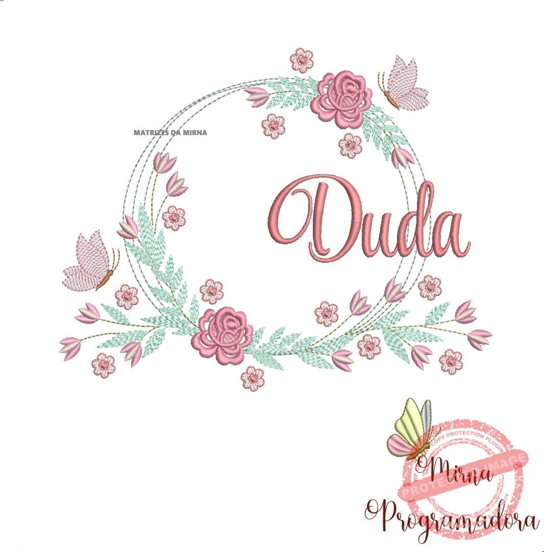 matariz de bordado duda27 Matriz de Bordado Duda Moldura Floral - Imagem 1