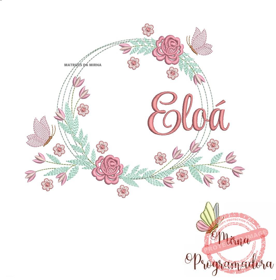 matariz de bordado eloa30 Matriz de Bordado Eloa Moldura Floral - Imagem 1