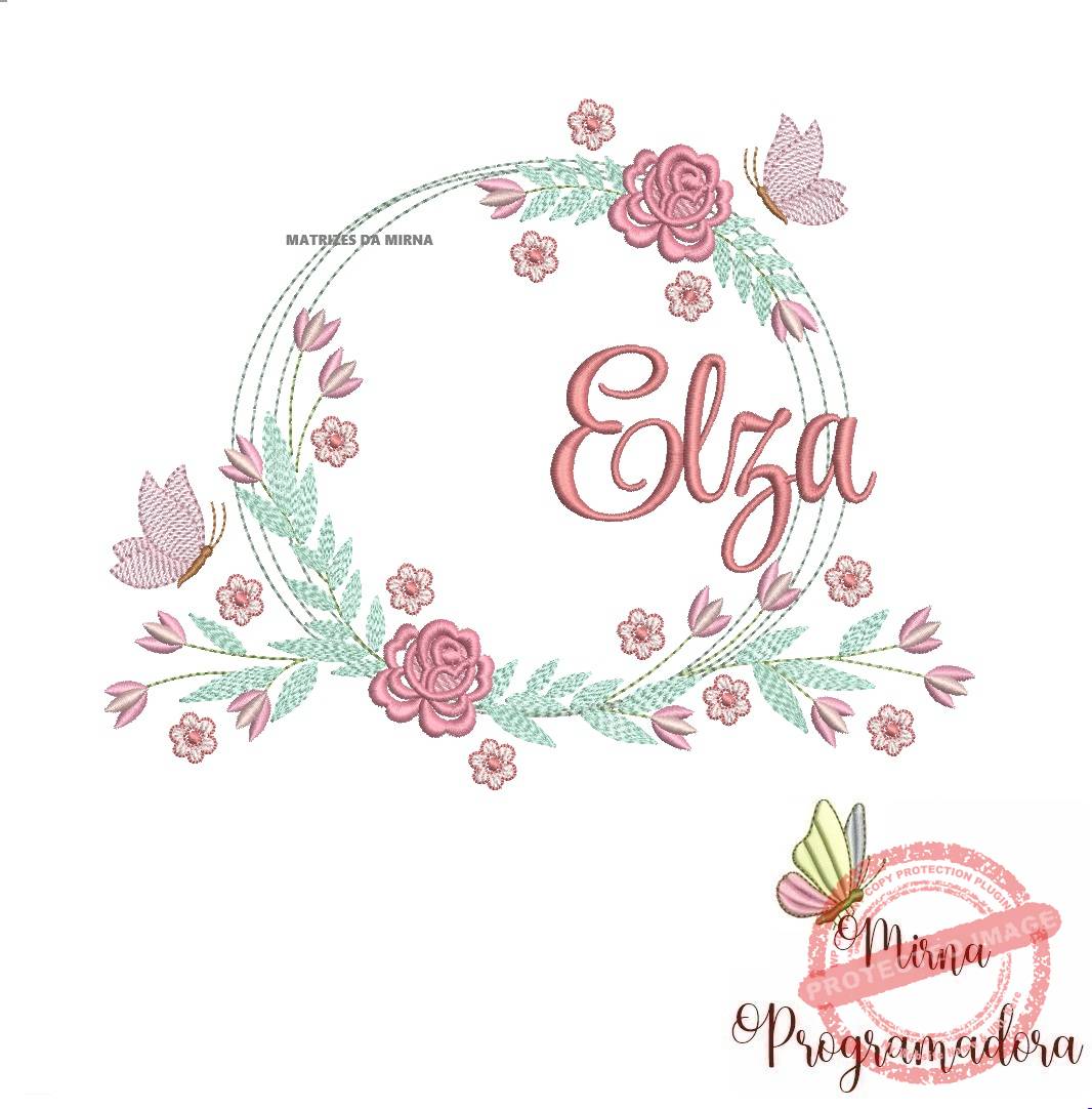 matariz de bordado elza31 Matriz de Bordado Elza Moldura Floral - Imagem 1