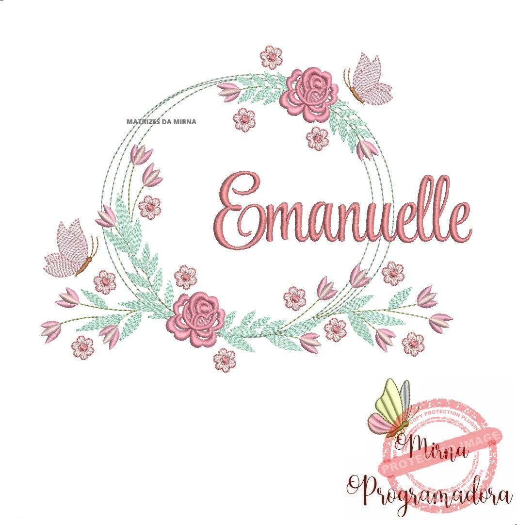 matariz de bordado emanuelle32 Matriz de Bordado Emanuelle Moldura Floral - Imagem 1