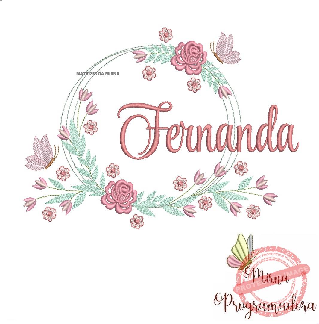 matariz de bordado fernanda34 Matriz de Bordado Fernanda Moldura Floral - Imagem 1