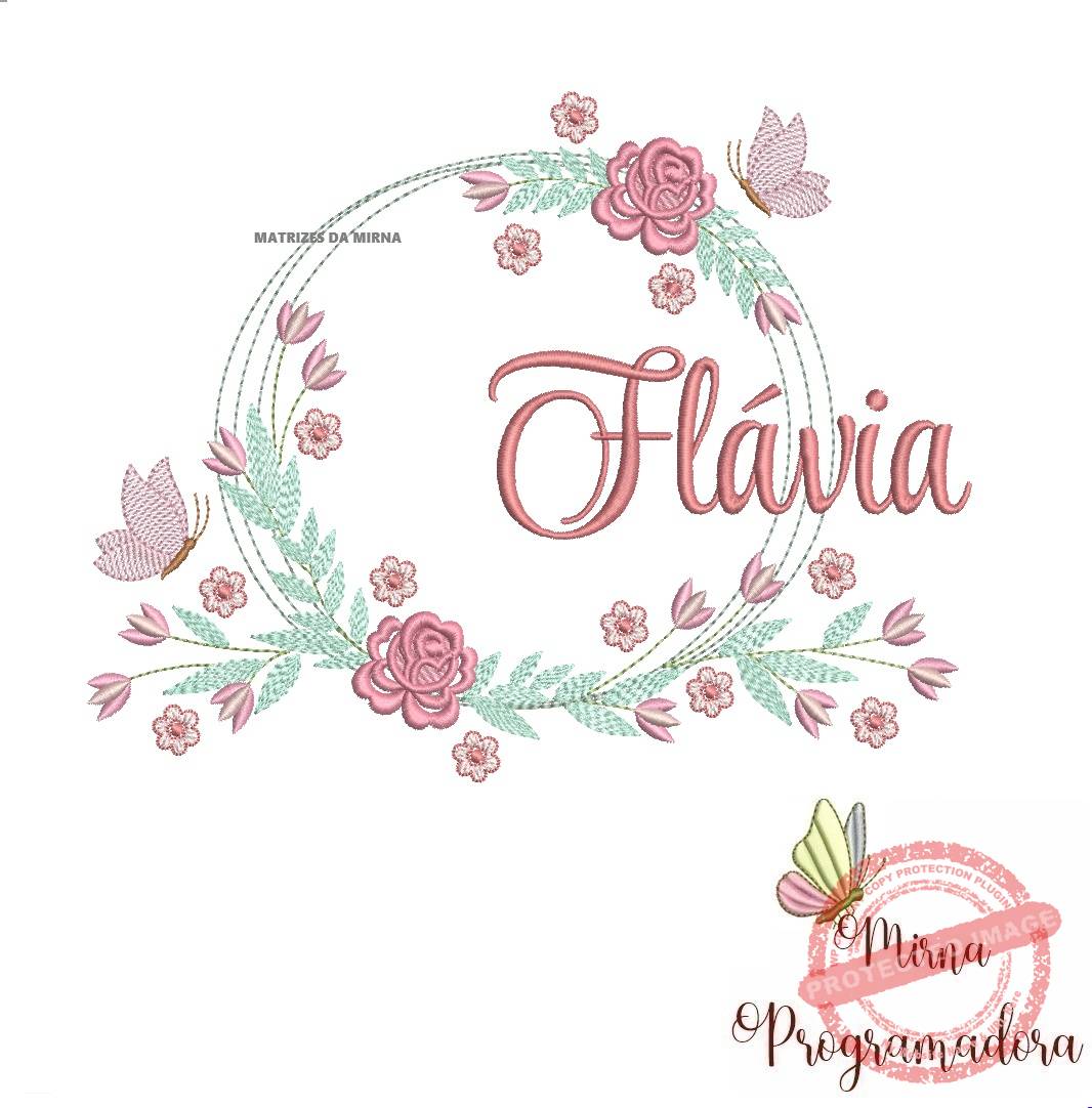 matariz de bordado flavia35 Matriz de Bordado Flavia Moldura Floral - Imagem 1