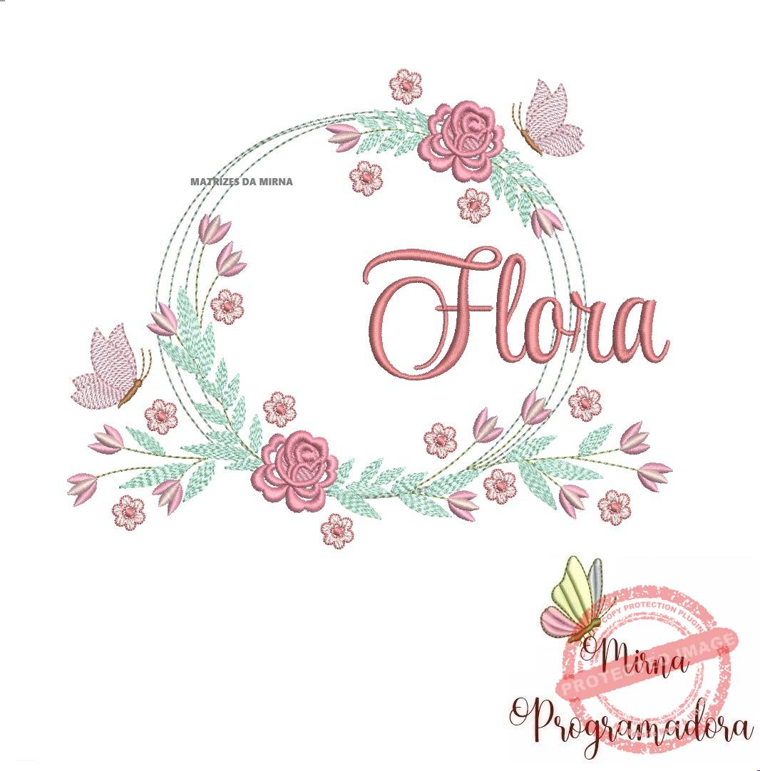 matariz de bordado flora36 Matriz de Bordado Flora Moldura Floral - Imagem 1
