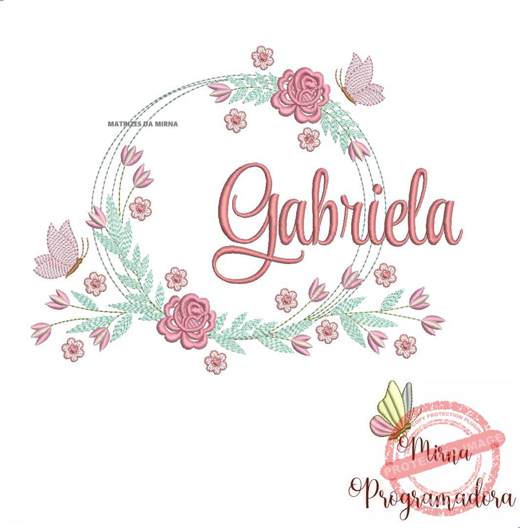 matariz de bordado gabriela37 Matriz de Bordado Gabriela Moldura Floral - Imagem 1