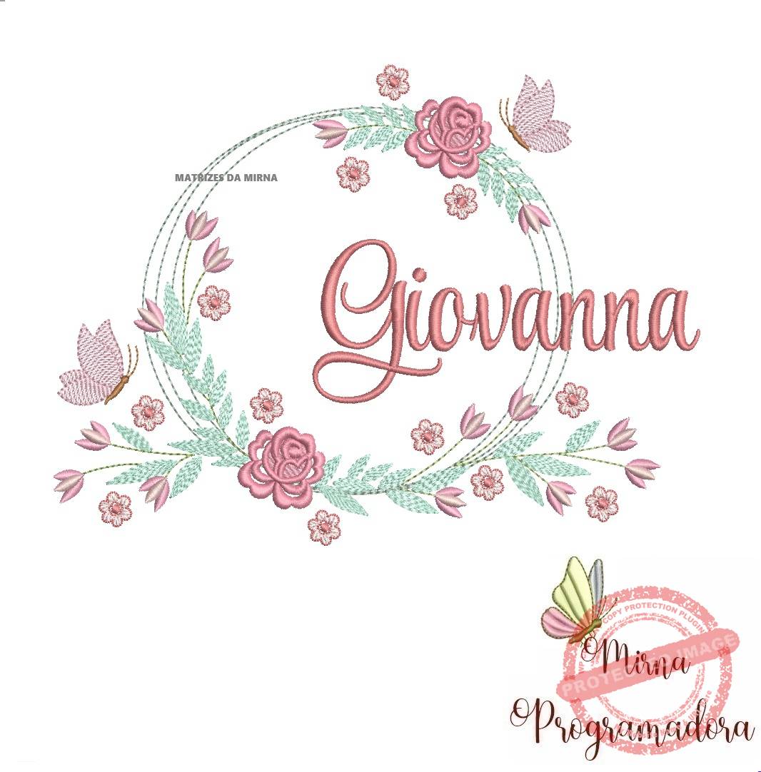 matariz de bordado giovanna38 Matriz de Bordado Giovanna Moldura Floral - Imagem 1