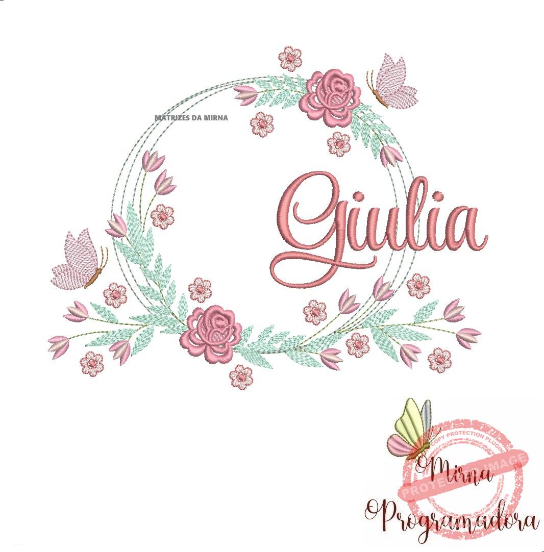 matariz de bordado giulia40 Matriz de Bordado Giulia Moldura Floral - Imagem 1