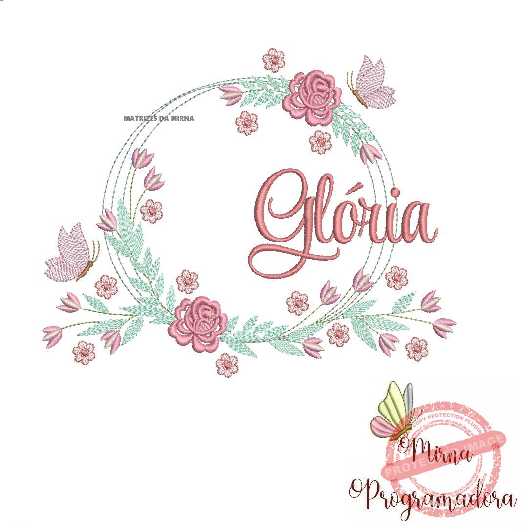 matariz de bordado gloria41 Matriz de Bordado Gloria Moldura Floral - Imagem 1