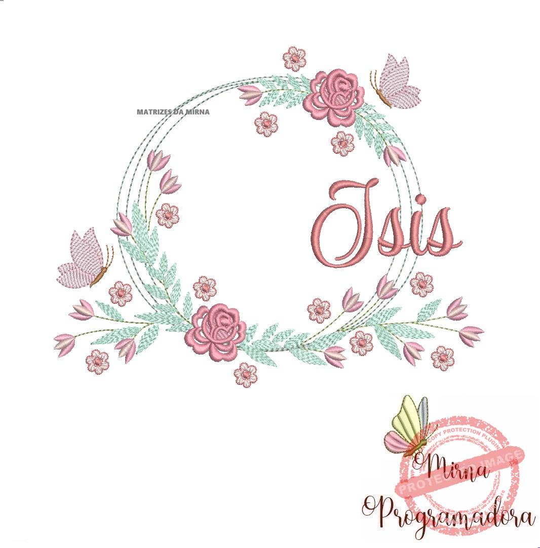matariz de bordado isis48 Matriz de Bordado Isis Moldura Floral - Imagem 1