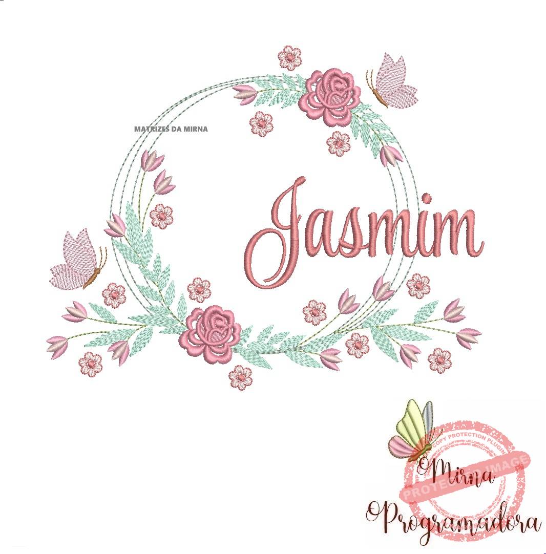 matariz de bordado jasmim50 Matriz de Bordado Jasmim Moldura Floral - Imagem 1