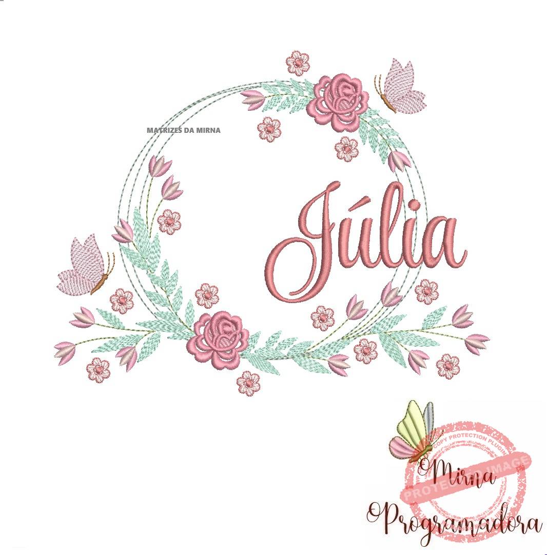 matariz de bordado julia51 Matriz de Bordado Julia Moldura Floral - Imagem 1