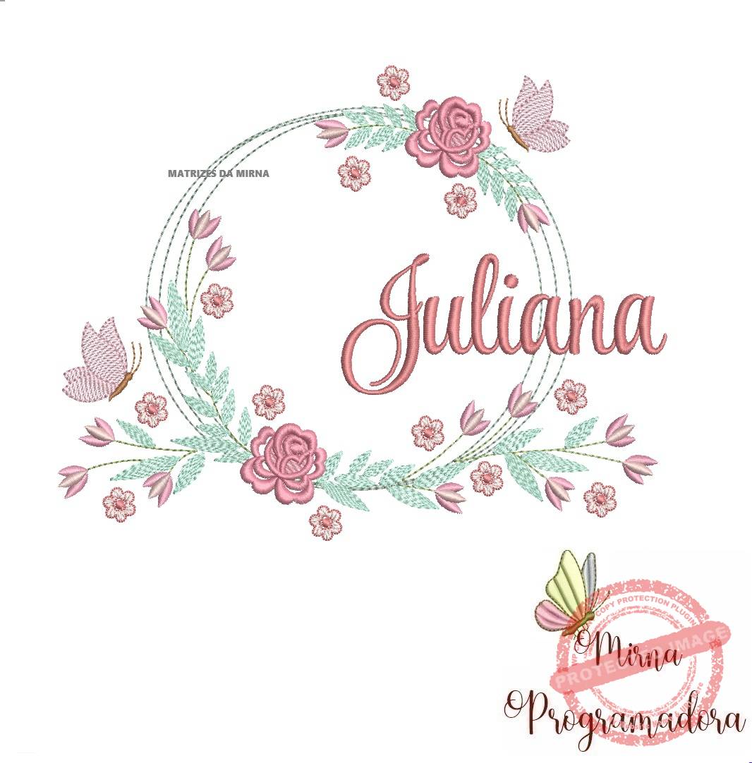 matariz de bordado juliana52 Matriz de Bordado Juliana Moldura Floral - Imagem 1