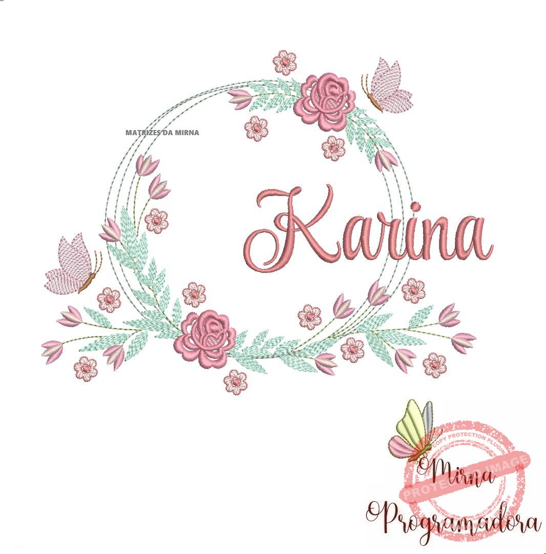 matariz de bordado karina53 Matriz de Bordado Karina Moldura Floral - Imagem 1